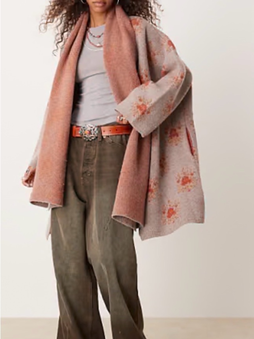Free People  Bali Ayla Scarf Cardigan with Integrated Wrap Scarf